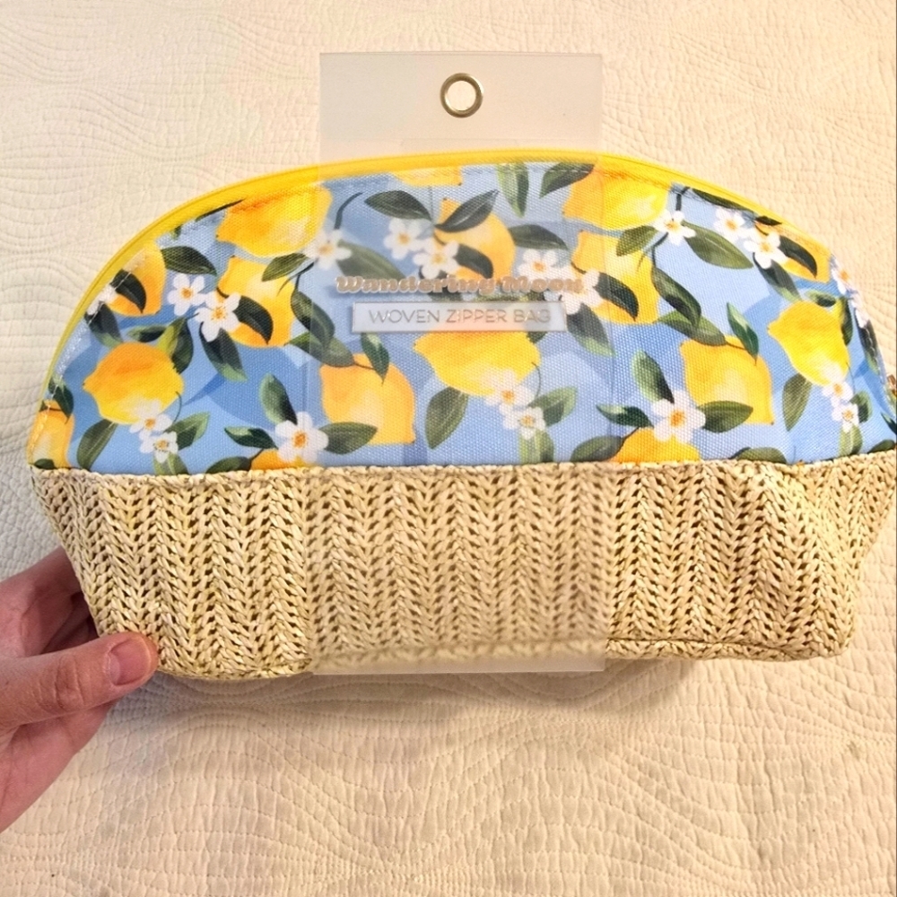 Lemon Floral Cosmetic Bag with Woven Base - Picture 8 of 8